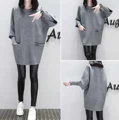 ミニワンピースレディースチュニックチュニックワンピースパーカーロングtシャツ長袖秋冬体型カバー着痩せゆったりカジュアルシンプル大人30代225588