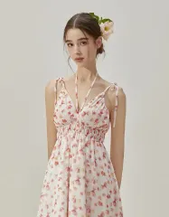 新品) VIKINI VENDER ルザン シフォン ストラップ ロング ワンピース (リゾート ワンピース)