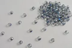 ビーズクラブ ガラスビーズ ボタンカット No.90 6mm クリアライトブルー 連売り ビーズパーツ ネックレス ブレスレット