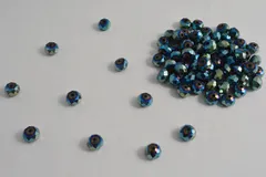 ビーズクラブ ガラスビーズ ボタンカット No.104 8mm ブルーイエロー 連売り ビーズパーツ ネックレス ブレスレット