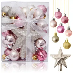 【新着商品】かわいい おしゃれ デコレーション キラキラ クリスマス 飾り付け ツリー 飾り 北欧 装飾 スター christmas Xmas 星 部屋 クリスマスボール 店舗 30個入り 家庭 可愛い オーナメント パーティー クリスマスツリー ピンク