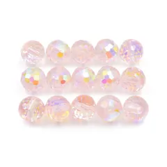 ビーズクラブ 宝石風ビーズ ピンク 10mm 15個 桃色 ガラスビーズ 多面カット ダイヤカット 96面カット アクセサリパーツ チェコビーズ風