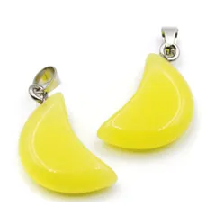 ビーズクラブ ペンダントトップ 蛍光石 三日月 黄色 28mm １個 ネックレス ペンダント ピアス 装飾 チャーム