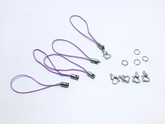 ビーズクラブ ストラップ キット 銀 パープル 5セット ストラップベース ハートカン 丸カン パーツ