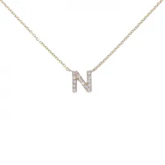 K18PG イニシャルN ダイヤモンド ネックレス 0.07CT