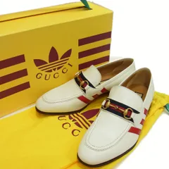 新品 定価154.000円☆GUCCI×adidas 3ストライプ ホースビットレザーシューズ ローファー メンズ 22年モデル イタリア製 シェリーライン