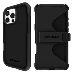 Pelican Voyager iPhone 16 Pro Max ケース [MagSafe対応] 頑丈な電話ケース 18フィート ミリタリーグレードの落下保護 - iPhone 16 Pro Max用ベルトクリップホルスター付き高耐久電話カバー - ブラッ 