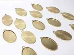 10個 ビーズクラブ レジン ミール皿 オーバル ゴールド フレーム 39mm 台座 フレーム メタルパーツ