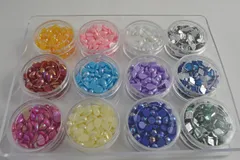 ミルキー＆アクリル ラインストーン 4mm  ケース入り 12個セット ラメ レジン ネイル ビーズクラブ