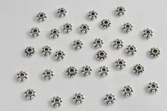 ビーズクラブ ロンデル メタルビーズ 7画中 50個 銀 6mm ブレスレット ネックレス 金具 金属ビーズ パーツ