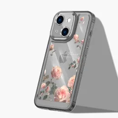 【数量限定】【大人気】スマホケース おしゃれ 女性人気 女の子 耐衝撃 薄くて軽い 韓国 かわいい 透明 ソフトケース TPU 花柄 (ブラック) バラ本 可愛い - クリアケース 用 iPhone15 ケケユー