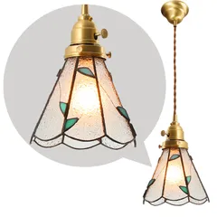 【数量限定】【大人気】- 緑の小さな葉 書斎に最適 玄関 キッチン リビング ダイニングルーム 天井吊り下げ式（E26口金・電球別売） 照明器具 コード長さ調整可能 真鍮製ボディ 北欧モダン風 おしゃれ ガラスシェード LED ペンダントライト