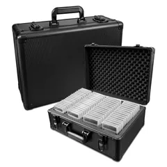 【人気商品】【2025最新アップグレード】 アルミ合金製デッキケース スクリューダウン も収納可能 大容量 収納ケース 152枚PSAローダー保管 ars鑑定 BGS マグネットローダー 用 ケース PSA (ブラックPSA 4列収納)