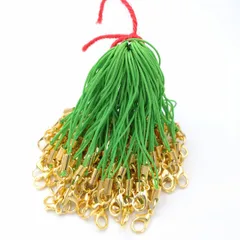 ビーズクラブ カニカン付ストラップ 金 100本 グリーン ストラップ 携帯 パーツ ハンドメイド スマホ アクセサリ セット