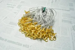 カニカン付ストラップ 金 100本 シルバー ストラップ 携帯 パーツ ハンドメイド DIY ビーズクラブ