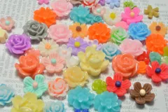 アクリル フラワー カボション ミックス アソート 小 約30個 レジン デコ ハンドメイド DIY ビーズクラブ