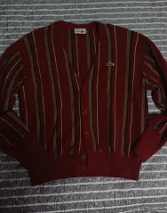 ラコステ ヴィンテージ ストライプ カーディガン