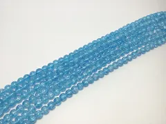 ビーズクラブ クラック水晶 ブルー ラウンド 8mm 天然石 連売り パワーストーン ブレスレット