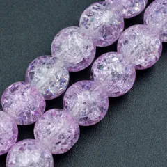 ビーズクラブ クラック水晶 ライトパープル ラウンド 8mm 天然石 連売り パワーストーン ブレスレット