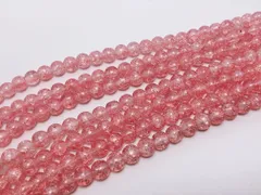 ビーズクラブ クラック水晶 ローズ ラウンド 8mm 天然石 連売り パワーストーン ブレスレット