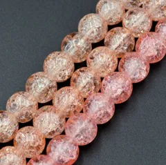 ビーズクラブ クラック水晶 サーモン ラウンド 8mm 天然石 連売り パワーストーン ブレスレット