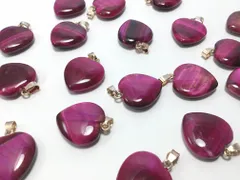 2個 ピンクタイガーアイ ペンダントトップ ハート ゴールド 金  32mm チャーム パワーストーン 天然石 ビーズクラブ