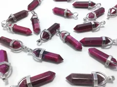 2個 ピンクタイガーアイ ペンダントトップ シルバー 銀  32mm チャーム パワーストーン 天然石 ビーズクラブ