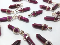 2個 ピンクタイガーアイ ペンダントトップ ゴールド 金  32mm チャーム パワーストーン 天然石 ビーズクラブ