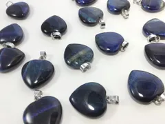 2個 ブルータイガーアイ ペンダントトップ ハート シルバー 銀  32mm チャーム パワーストーン 天然石 ビーズクラブ