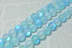ビーズクラブ フロスティビーズ 水色 8mm 連売り パワーストーン ジュエリー ネックレス ハンドメイド