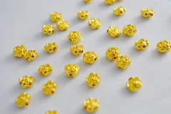 ビーズクラブ ロンデル メタルビーズ 立体 薔薇 ばら 金 6mm 50個 ブレスレット ネックレス 金具 金属ビーズ パーツ
