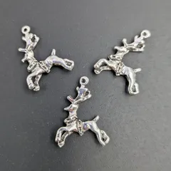 値下げ チャーム クリスマス トナカイ 銀 10個セット 22mm ビーズクラブ