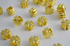 ビーズクラブ ロンデル メタルビーズ クローバー 大ホール 金 10mm 10個 ブレスレット ネックレス 金具 金属ビーズ