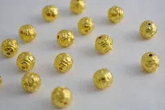 ビーズクラブ ロンデル メタルビーズ ボール 縄文 金 50個 7mm ブレスレット ネックレス 金具 金属ビーズ パーツ