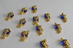 チャーム 猫 女の子 石付 金 ブルー 1個 24mm ビーズクラブ