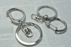 回転カン リング付 キーホルダー 大 シルバー 5個 65mm ナスカン カニカン ストラップ ハンドメイド 素材 ビーズクラブ