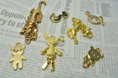 チャーム アニマル 動物 ミックス アソート 7個セット ゴールド ピアス イヤリング メタルパーツ ハンドメイド ビーズクラブ