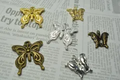 チャーム バタフライ 蝶々 ちょうちょう ミックス アソート 6個セット ゴールド ピアス イヤリング メタルパーツ ビーズクラブ