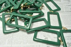 アクリル スクエア リング チャーム 大 ゴールド グリーン 49mm 2個 ピアス　イヤリング パーツ ビーズクラブ