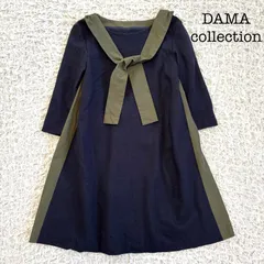 DAMA collection  ダーマコレクション 前後異素材 切り替え　ドッキングワンピース  チュニック 七分袖　ボウタイ　リボン　11AR
