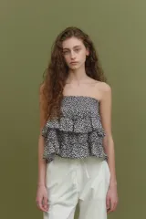 forest フォレスト ラッフル フラワー スカート フリル バンドゥ ツーウェイ トップス (完売)