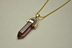 ビーズクラブ ジェイド クリアパープル ペンダントトップ 金 金具付 32mm 2個 パワーストーン  天然石