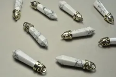 ビーズクラブ ハウライト ペンダントトップ しずく 銀 金具付 32mm 2個 パワーストーン