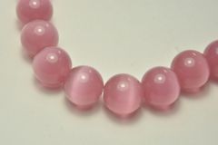 ビーズクラブ 連売り パワーストーン ブレスレット キャッツアイ ピンク ラウンド 14mm