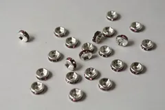 ビーズクラブ ロンデル メタルビーズ スペーサー ライトパープル 銀 平型 6mm 45個 ブレスレット ネックレス 金具 金属ビーズ