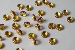 ビーズクラブ ロンデル メタルビーズ スペーサー ピンク 金 平型 6mm 45個 ブレスレット ネックレス 金具 金属ビーズ