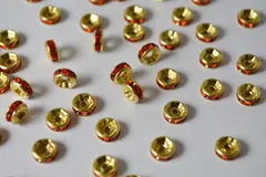 ビーズクラブ ロンデル メタルビーズ スペーサー レッド 金 平型 6mm 45個 ブレスレット ネックレス 金具 金属ビーズ