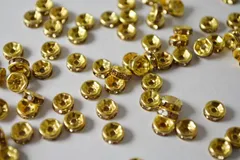 ビーズクラブ ロンデル メタルビーズ スペーサー ブラウン 金 平型 6mm 45個 ブレスレット ネックレス 金具 金属