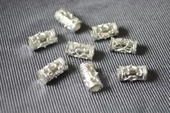 ビーズクラブ ロンデル メタルビーズ 筒 四葉 古代銀 11mm 50個セット ブレスレット ネックレス 金具 金属ビーズ パーツ