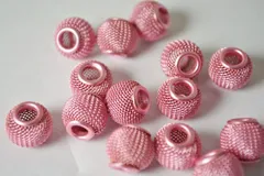 ビーズクラブ ロンデル メタルビーズ カラーメッシュ ピンク 11mm 10個セット ブレスレット ネックレス 金具 金属ビーズ